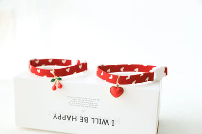 Heart Design Pet Collar with Bell - 