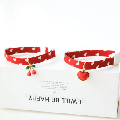 Heart Design Pet Collar with Bell - 