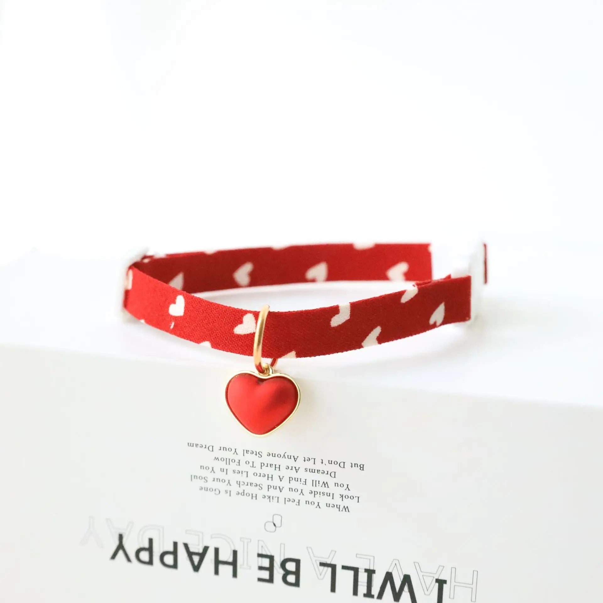Heart Design Pet Collar with Bell - 